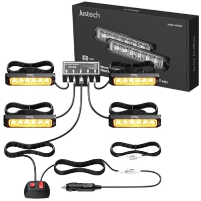 Abbildung von 4er 6LED Warnlicht Frontblitzer Stroboskoplicht Wasserdicht IP68 Blinklicht Warnung Beacon Blinklichter Blitzmodul Warnleuchte Notfall Licht Achtung für 12/24V LKW, Truck, Emergency