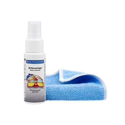Abbildung von Blum Manufaktur 50ml Brillenreiniger + Mikrofasertuch 30 x cm Brillenspray Brillenreinigung Qualitativ hochwertiges Reinigungsspray für eine schnelle und gründliche Reinigung.