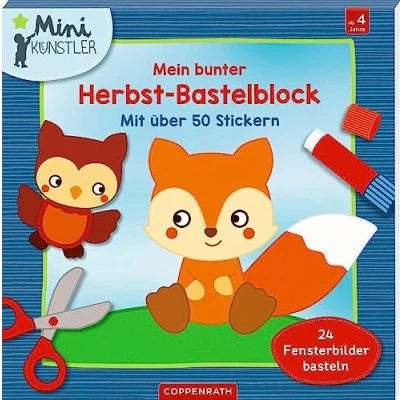 Abbildung von Mein bunter Herbst Bastelblock: Mit über 50 Stickern, 24 Fensterbilder basteln (Mini Künstler)