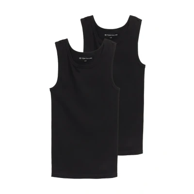Abbildung von TOM Tailor Garron 2PACK TANK Unterhemd/shirt, Herren, Größe: Small, Black