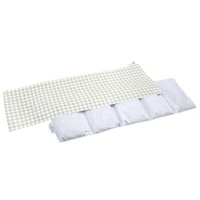 Abbildung von Medi Partners Kirschkernkissen 60x20cm 800g 100% Baumwolle 5 kammern Körnerkissen groß Öko Natur Wärmekissen Kältetherapie abnehmbarer Bezug (Kariert)