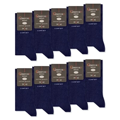 Abbildung von 10 Paar Comfort Socken ohne Gummi &amp; Naht Herren Damen Baumwolle Komfortbund 13100 (Navy 43 46)