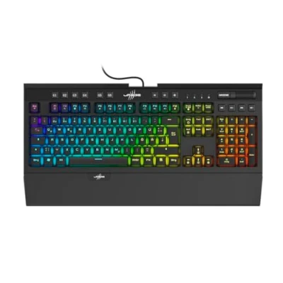 Abbildung von uRage Gaming Tastatur &quot;Exodus 900 Mechanical&quot; QWERTZ (Gamer Keyboard, mechanisch, Taktile klickende Switches blau , DE Layout, Anti Ghosting, RGB beleuchtete Tasten, Handballenauflage, Kabel) schwarz