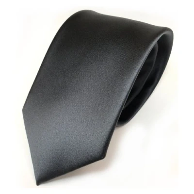 Abbildung von TigerTie Herren Krawatte Klassische 8 cm Satin in anthrazit grau dunkelgrau einfarbigem Design, ideal für Geschäftstermine, festliche Anlässe und die Freizeit