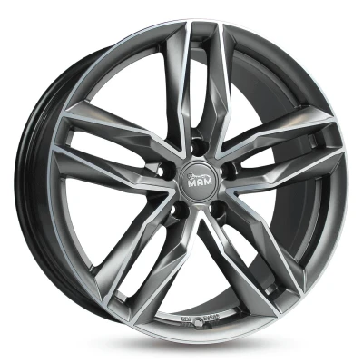 Abbildung von MAM 5 loch 20Zoll 112mm Alufelge RS3 Matt Palladium frontpoliert MAMRS38520511245MPFP Felge