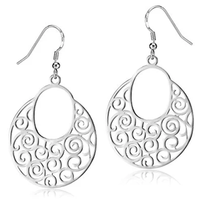 Abbildung von MATERIA Runde Ohrhänger Damen Ornamente orientalisch große Ohrringe 925 Silber Ohrschmuck mit Geschenk Box SO 60