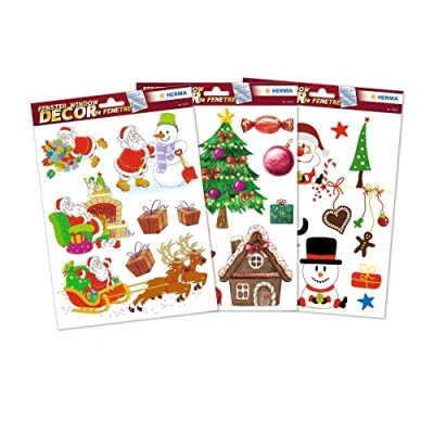 Abbildung von HERMA 15548 Fensterbilder Weihnachten Frohe Weihnachten, 25 Stück, selbstklebend, Kinder Fensteraufkleber, ablösbare Winter Fenstersticker, Fensterfolie für Kinderzimmer Dekoration Weihnachtsdeko