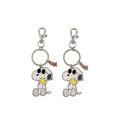 Abbildung von Peanuts Snoopy BFF Schlüsselanhänger Set, Weiß, Gelb und Silber, schwarz/weiß, One size