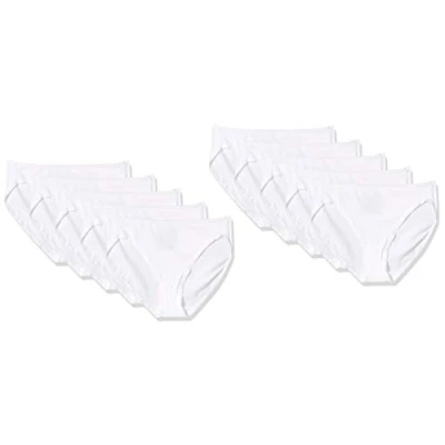 Abbildung von Amazon Essentials Damen Slip aus Baumwolle mit hohem Beinschnitt (in Übergröße erhältlich), 10er Pack, Weiß, 42