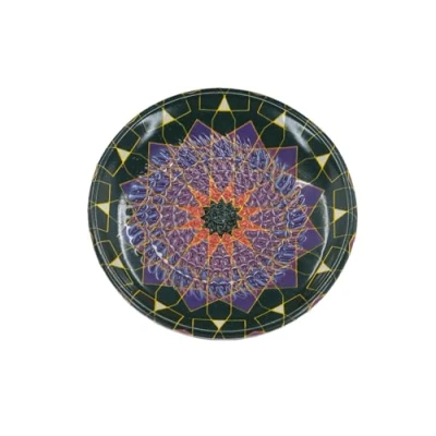 Abbildung von Kaladia Keramik Reibeteller/Keramikhobel ideal für Ingwer, Parmesan etc. in Schwarz &amp; Lila Durchmesser: 12 cm handgemacht handbemalt Made Spain