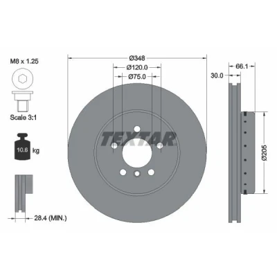 Abbildung von TEXTAR PRO+ 92265725 Bremsscheibe BMW: 5 Saloon, Touring, 6 Gran Coupe
