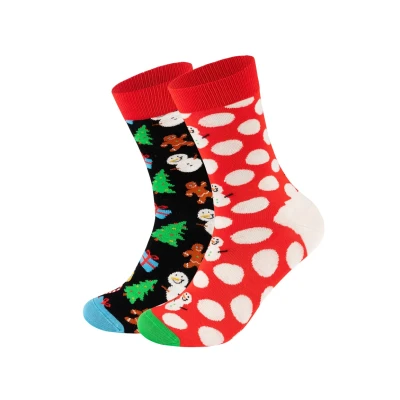 Abbildung von Happy Socks BIG DOT Snowman GIFT SET Unisex 2 PACK Socken, Größe: 36 40, Multicolored