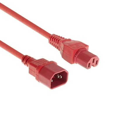 Abbildung von ACT Warmgerätekabel 0.6m, C14 Stecker auf C15 Buchse, Stromkabel Verlängerung, Warmgerätestecker Rot AK5298