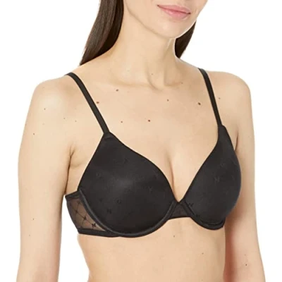 Abbildung von DKNY Damen Monogramm Mesh Full Coverage BH mit voller Abdeckung, Schwarz, 80C