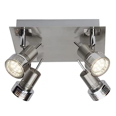 Abbildung von Brilliant Deckenstrahler »Kassandra«, 4 flammig, Leuchtmittel GU10 LED wechselbar, Spotplatte 4flg eisen/chrom