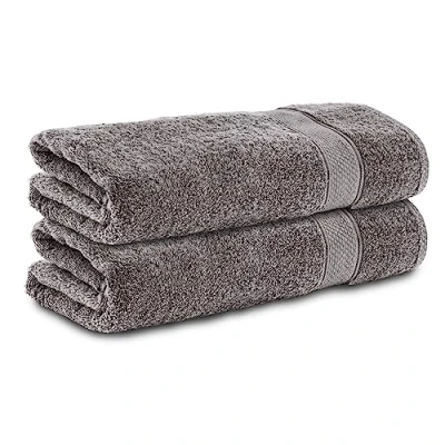 Abbildung von Komfortec 2er Set Duschtücher, 70x140cm Größe, Doppelpack,%100 Baumwolle, Handtücher, Frottee, Weich, Saugstark, Anthrazit