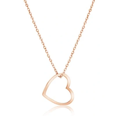 Abbildung von Nuoli® Herz Kette Damen Rosegold (45cm + 5cm verstellbar) Halskette mit Herzanhänger für Frauen &amp; Mädchen, aus poliertem Edelstahl