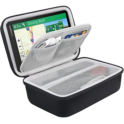 Abbildung von BOVKE GPS Hartschale kompatibel mit 6 7 Zoll Garmin DriveSmart 65/61 LMT S, Nuvi 2797LMT Drive 61/60 2757LM Navigationssystem, Extraraum für Autoladegeräte, Reibungshalterungen, Schwarz