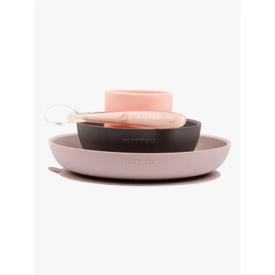 Abbildung von Nattou Soft Silicone Geschirrset 4 Teile, Rosa/Aubergine