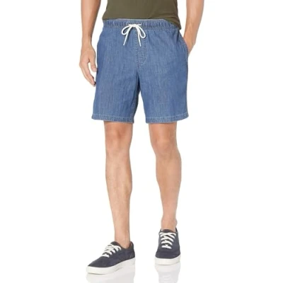 Abbildung von Amazon Essentials Herren Walkshorts, Beininnenlänge 20,3 cm, Lockere Passform, Mit Kordelzug (In Übergröße Erhältlich), Mittlere Waschung Chambray, M