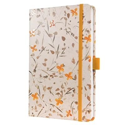 Abbildung von SIGEL JN341 Notizbuch Tagebuch Jolie, ca. A5, liniert, Hardcover, Gummiband, Stiftschlaufe, Einstecktasche, orange/grün, aus nachhaltigem Papier
