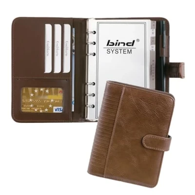 Abbildung von Bind 16601 Systemplaner A6 aus FINEtouch Lederimitat, Brauner Timeplaner, Mappe ca. 18, 5 x 13, 3, cm, Kalendermappe mit Systemeinlage Kalender 1 Woche=2 Seiten, Planer Druckverschluss
