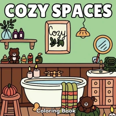 Abbildung von Cozy Spaces: Coloring Book for Adults and Teens, Designs of Hygge Inspired Rooms, Spaces, Corners Cute Animals Relaxation Stress Relief (Cozy Coloring)