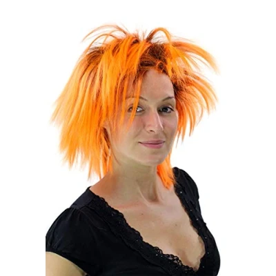 Abbildung von WIG ME UP Punkige 80er Faschingsperücke Schwarz Orange PW0078 P103PC24