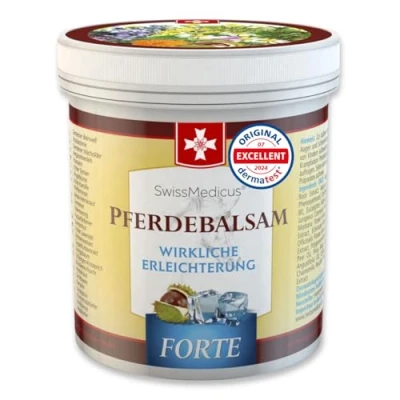 Abbildung von SwissMedicus Pferdebalsam Massage gel mit 25 Kräuterextrakte (Beinwell, Rosskastanie, Arnika, Eukalyptus) Spürbare Linderung bei Für Muskеln, Gеlenke, Rückеn Kühlend EXTRA STARK 250ml