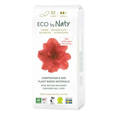 Abbildung von Eco by Naty Slipeinlagen für Damen Normal Bio den täglichen Gebrauch, umweltfreundliche dünne, diskrete Hygiene Einlagen mit Baumwolle, um Sie frisch zu halten (32 Stück)