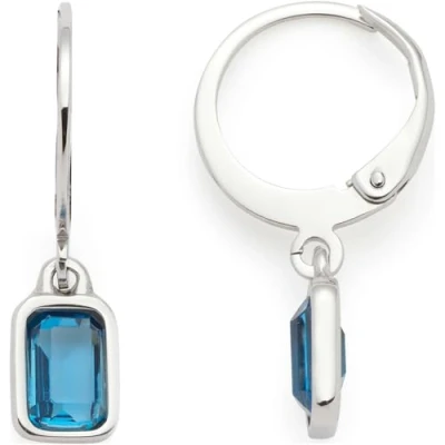 Abbildung von JEWELS BY LEONARDO Ohrhänger Ciao Sophia, 1 Paar Klapp Creolen aus silberfarbenem Edelstahl, blauer Glaskristall, Schmuck Damen Geschenk, 024483