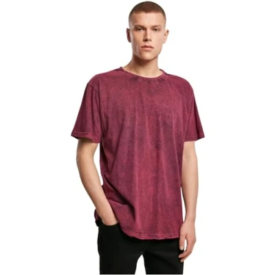 Abbildung von Build Your Brand Mens Acid Washed Tee T Shirt, Darkgrey White, 4XL