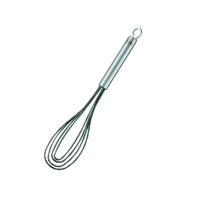 Abbildung von RÖSLE Tellerbesen Silikon, hochwertiger Rührbesen für geringe Mengen in flachen Gefäßen, Edelstahl Silikon Verbindung, spülmaschinengeeignet, 27 cm