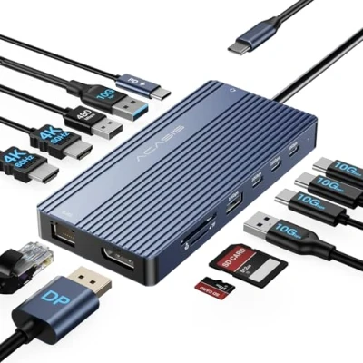 Abbildung von ACASIS USB C Hub 14 1 Docking Station Dual Monitor, with 2 HDMI+DP(4K60Hz), Ethernet, 3 USBC 10Gbps,100W PD, SD/TF 3.0, Audio, Laptop für MacBook/Dell/HP/Lenovo ThinkPad/Surface