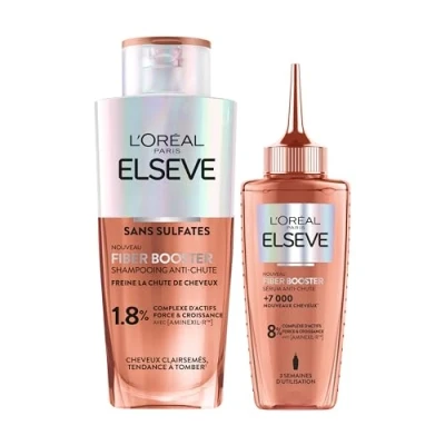 Abbildung von L&#039;Oréal Paris Fiber Booster Anti Haarausfall Protokoll stimuliert das Wachstum vorhandener Haare erhöht die Kapillardichte Männer und Frauen Shampoo ohne Sulfate + Wachstumsserum