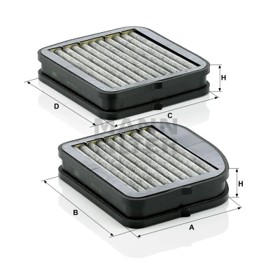 Abbildung von MANN FILTER CUK 22 000 2 Innenraumfilter Aktivkohlefilter 199, 213 217 46 MERCEDES BENZ: E Class Saloon, S T modell