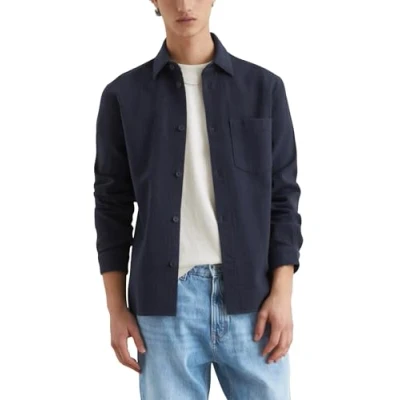 Abbildung von Marc O&#039;Polo Denim Herren Hemd aus Bio Baumwolle Regular Fit, Blau (True Navy), L