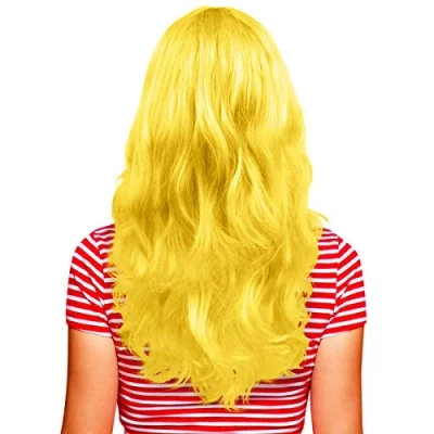 Abbildung von Hatstar Sexy Damen Langhaar Perücke Frauen Wig lockig gewellt Accessoire für Fasching, Karneval und Motto Party (gelb)