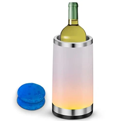 Abbildung von Elrigs Weinkühler mit Ambient RGB Touchlampe Flaschenkühler 2 Kühlpads für 750ml Sekt/Wein Ideal als Wein Geschenk Fraunen/Männer Zubehör Party/Abendessen