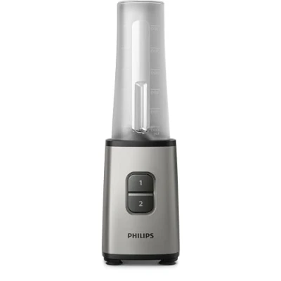 Abbildung von Philips Daily Collection Minimixer 350 W, Kompaktes Design, Zwei Geschwindigkeitsstufen, Mobile Trinkflasche, Spülmaschinenfest, Grau (HR2600/80)
