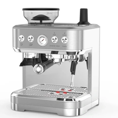 Abbildung von Zstar Espressomaschine, Espresso Siebträgermaschine mit integriertem Mahlwerk und professioneller Milchschaumdüse, edelstahl, Silber