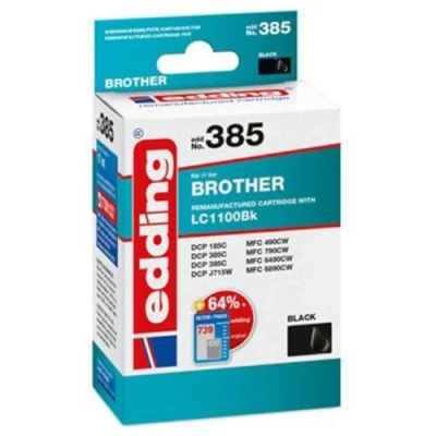 Abbildung von edding Druckerpatrone EDD 385 Einzelpatrone Schwarz 17 ml Reichweite 735 Seiten Ersetzt Brother LC1100BK