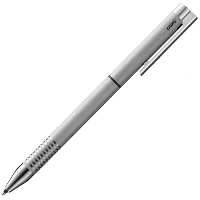 Abbildung von Lamy logo brushed twin pen Multifunktionsstift zeitloser Druckbleistift &amp; Kugelschreiber im eleganten Metallgehäuse inkl Kugelschreibermine M 21 in schwarz Feinstrichmine 41 (0,5 mm)