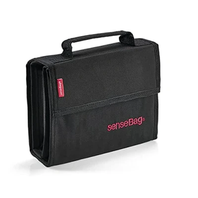 Abbildung von transotype senseBag Wallet, schwarze Tasche für bis zu 36 Marker, mit abgenähten Stiftfächern, aus abwaschbaren Polyestergewebe