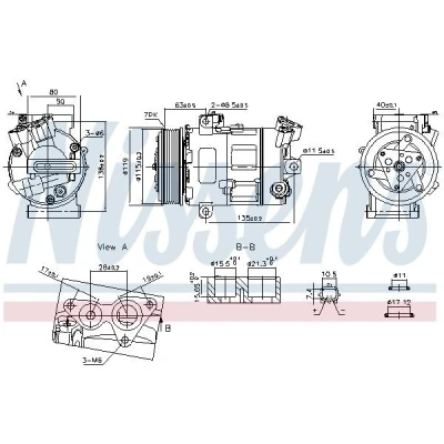 Abbildung von NISSENS 890947 Kompressor DCS17IC 12 PAG 46 YF R 134a OPEL: Vivaro B Van, Combi, NISSAN: NV400 Minibus, RENAULT: MASTER 3 Kasten