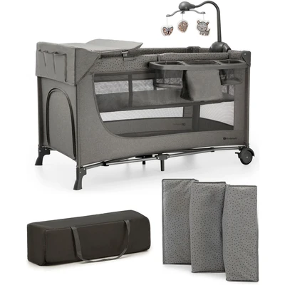 Abbildung von Kinderkraft JOY 2 Reisebett mit Zubehör, Dark Grey
