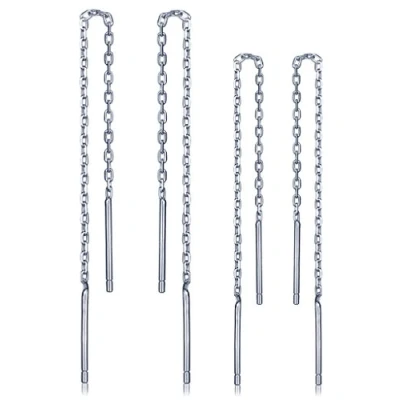 Abbildung von Unendlich U Elegant Damen 6 8cm Quaste Durchzieher 925 Sterling Silber Ohrhänger Ohrringe Ohrgehänge Ohrschmuck, 2 Paare