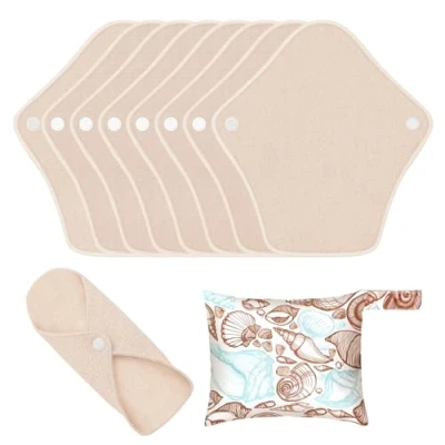 Abbildung von MQUPIN Wiederverwendbare Damenbinden aus Bio Baumwolle, 8 Stück Reusable Cotton Pads Waschbare Slipeinlagen, Waschbar für Menstruation, Auslaufsicheres Design, Geeignet alle Frauen