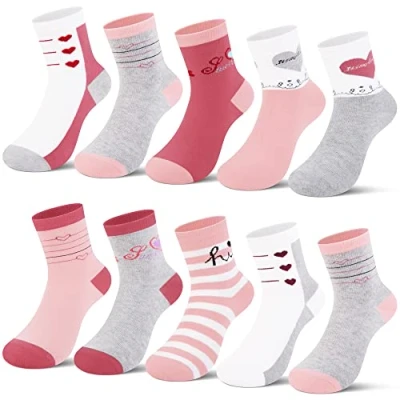 Abbildung von L&amp;K II 10er Kinder Mädchen Socken aus Baumwolle nach Zufallsprinzip Kleinkind niedliche Muster bunt 2823 31 34