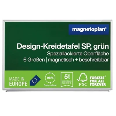 Abbildung von magnetoplan Kreidetafel Stahlblech grün lackiert BxH 900 x 600 mm